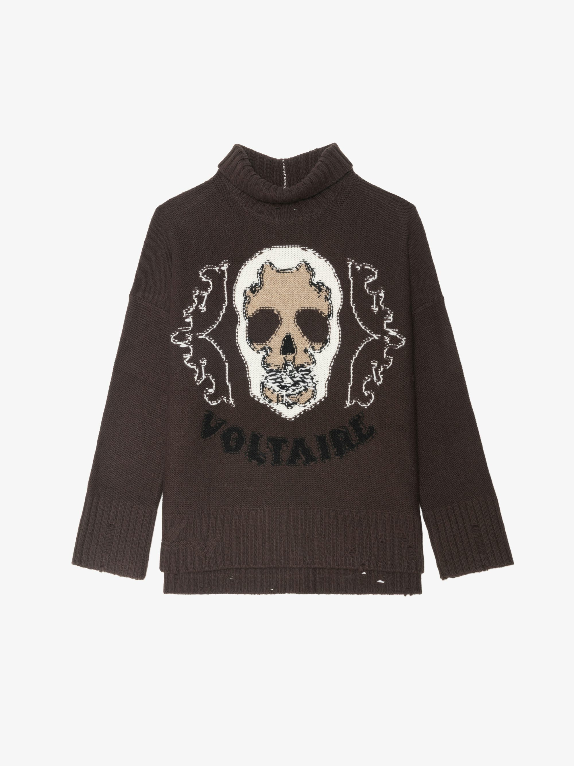 Bleeza Jumper 100% Merino Wool - Jumper with high neck featuring intarsia skull on front.